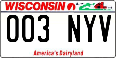 WI license plate 003NYV