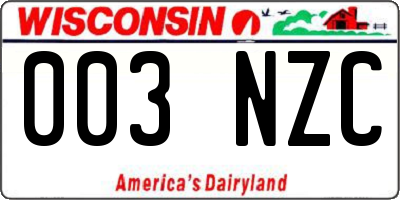 WI license plate 003NZC