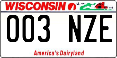 WI license plate 003NZE