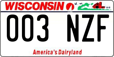 WI license plate 003NZF