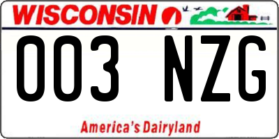 WI license plate 003NZG