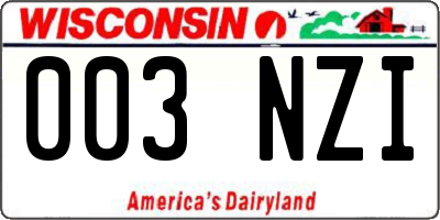 WI license plate 003NZI