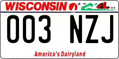 WI license plate 003NZJ