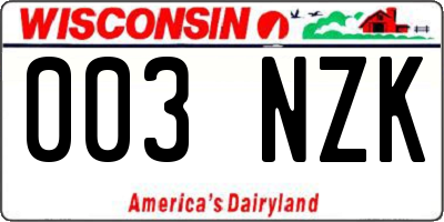 WI license plate 003NZK