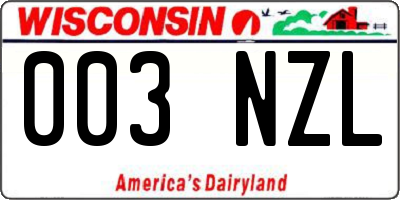 WI license plate 003NZL