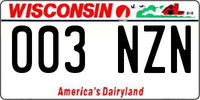 WI license plate 003NZN