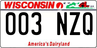WI license plate 003NZQ