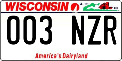 WI license plate 003NZR