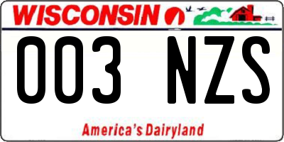 WI license plate 003NZS