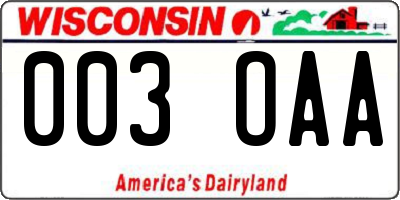 WI license plate 003OAA