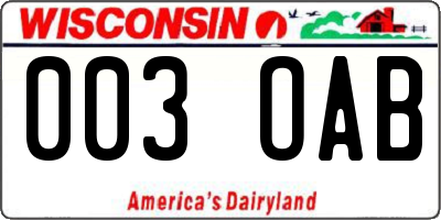 WI license plate 003OAB