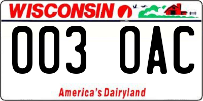 WI license plate 003OAC
