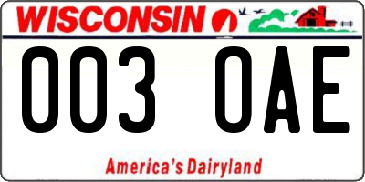 WI license plate 003OAE