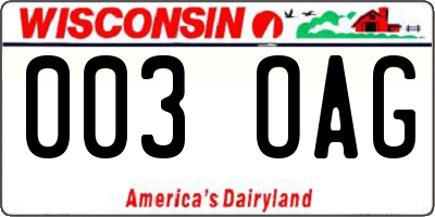 WI license plate 003OAG