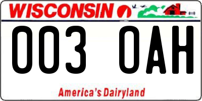 WI license plate 003OAH