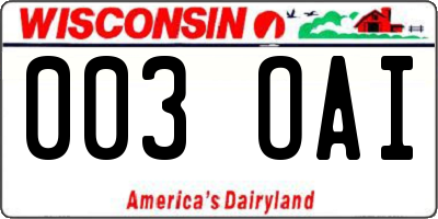 WI license plate 003OAI