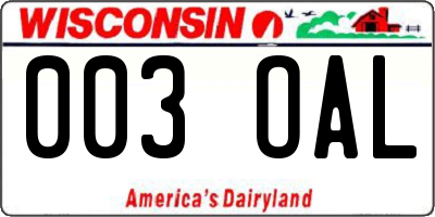 WI license plate 003OAL