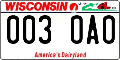 WI license plate 003OAO