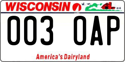 WI license plate 003OAP