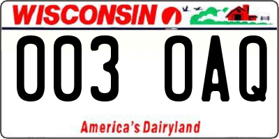 WI license plate 003OAQ