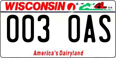 WI license plate 003OAS