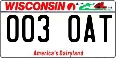 WI license plate 003OAT