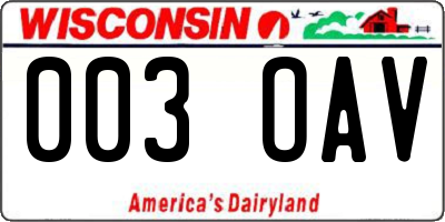 WI license plate 003OAV