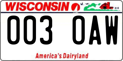 WI license plate 003OAW