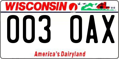 WI license plate 003OAX