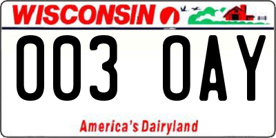 WI license plate 003OAY