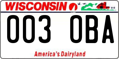 WI license plate 003OBA