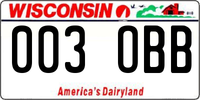 WI license plate 003OBB