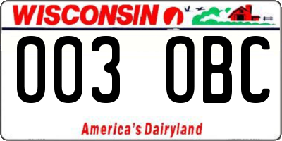 WI license plate 003OBC