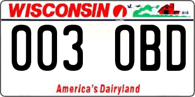 WI license plate 003OBD
