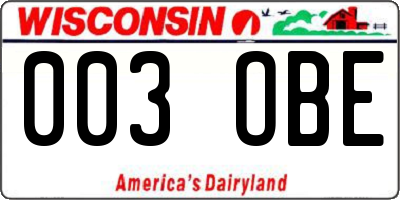 WI license plate 003OBE