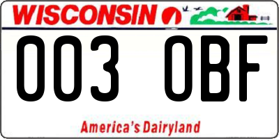 WI license plate 003OBF