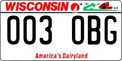 WI license plate 003OBG
