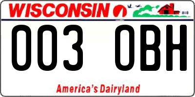 WI license plate 003OBH