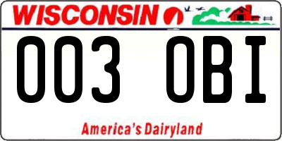 WI license plate 003OBI