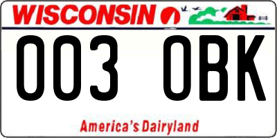 WI license plate 003OBK