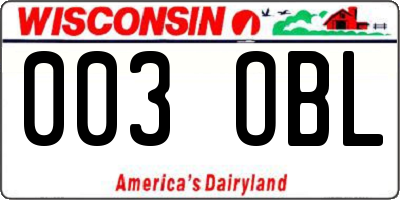 WI license plate 003OBL