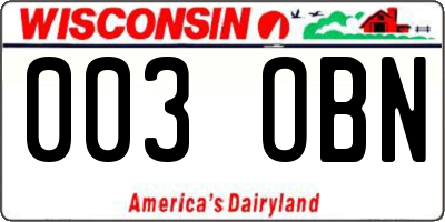 WI license plate 003OBN