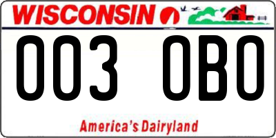 WI license plate 003OBO