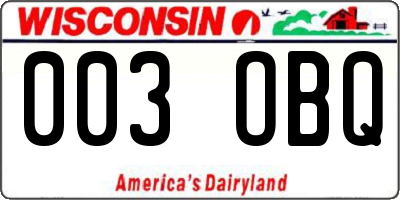 WI license plate 003OBQ