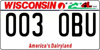 WI license plate 003OBU