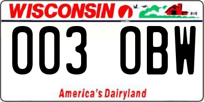 WI license plate 003OBW