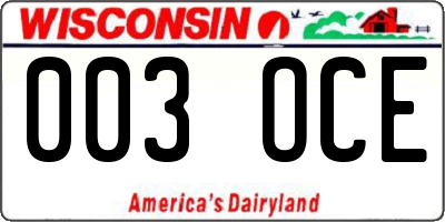 WI license plate 003OCE