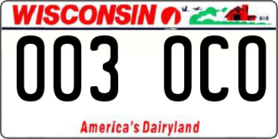 WI license plate 003OCO