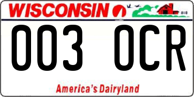 WI license plate 003OCR