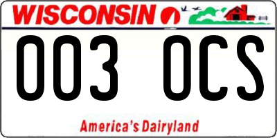 WI license plate 003OCS